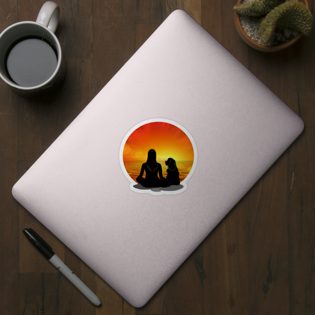 Cavalier King Charles Spaniel Beach Sunset Silhouette by Cavalier Gifts